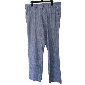 Penguin Munsingwear Striped Pants Mens Size 36 Linen Cotton Blend Zip Front Blue